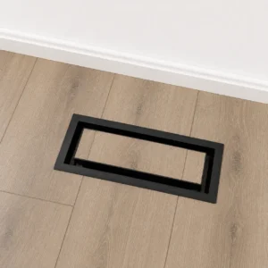 Floor matching vent cover installed with a matching flooring insert