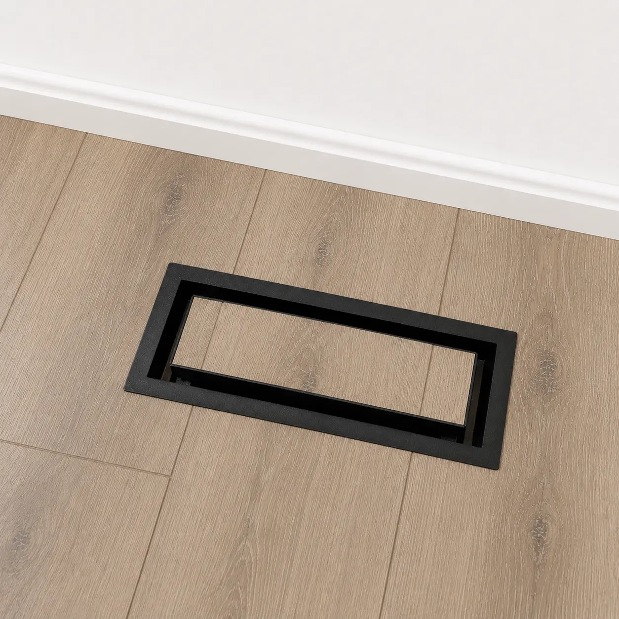 Floor matching vent cover installed with a matching flooring insert