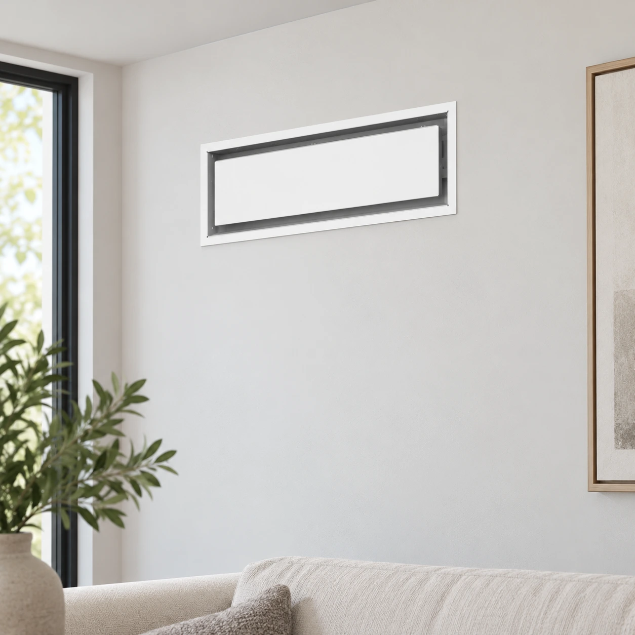 Large white rectangular wall vent cover
